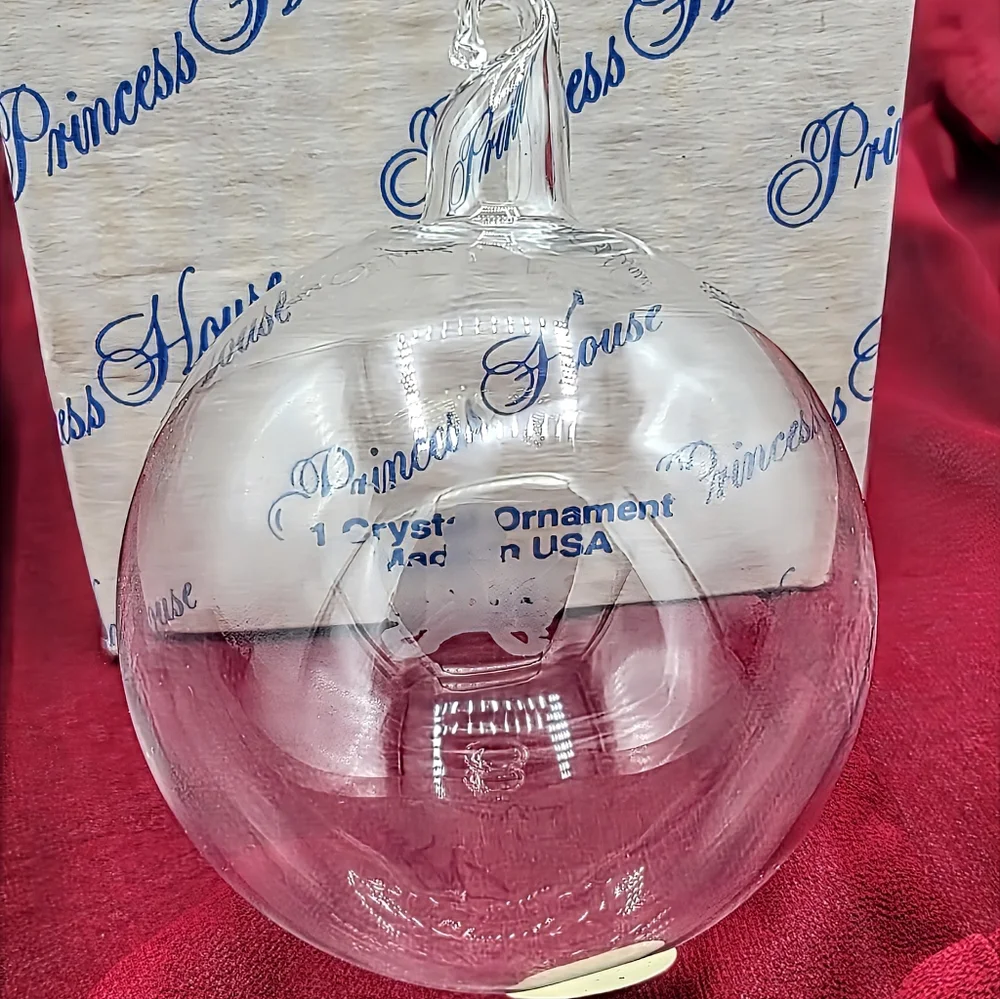 Princess House Blown Crystal Candle Etched Ball Ornament Made USA 1996 vintage